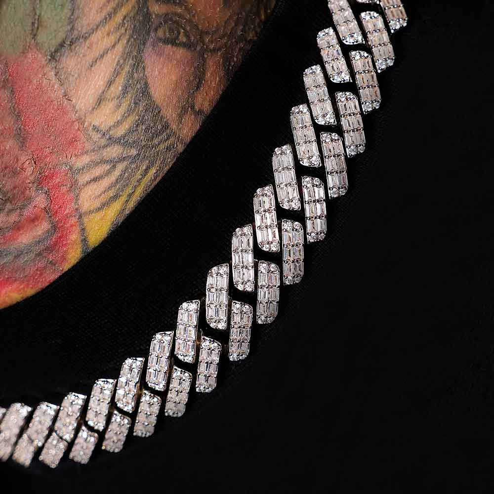 2 Row Diamond Cuban Chain Baguette 18mm - Image 3
