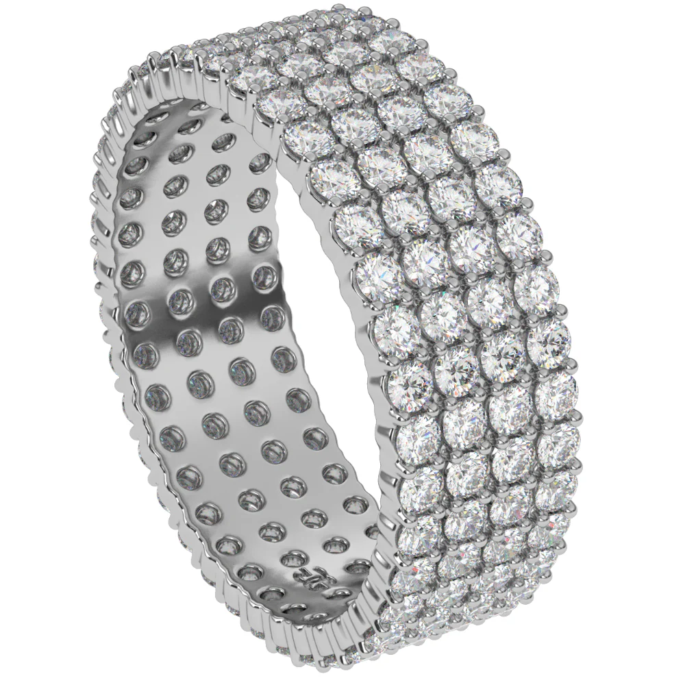 4 Row Diamond Stacked Eternity Ring - Image 14
