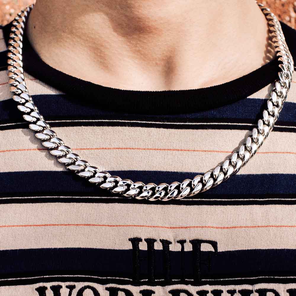 Cuban Link Chain White Gold 12mm - Image 3