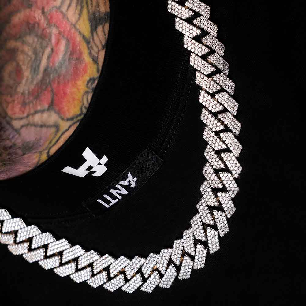 3 Row Diamond Cuban Chain 18mm - Image 3