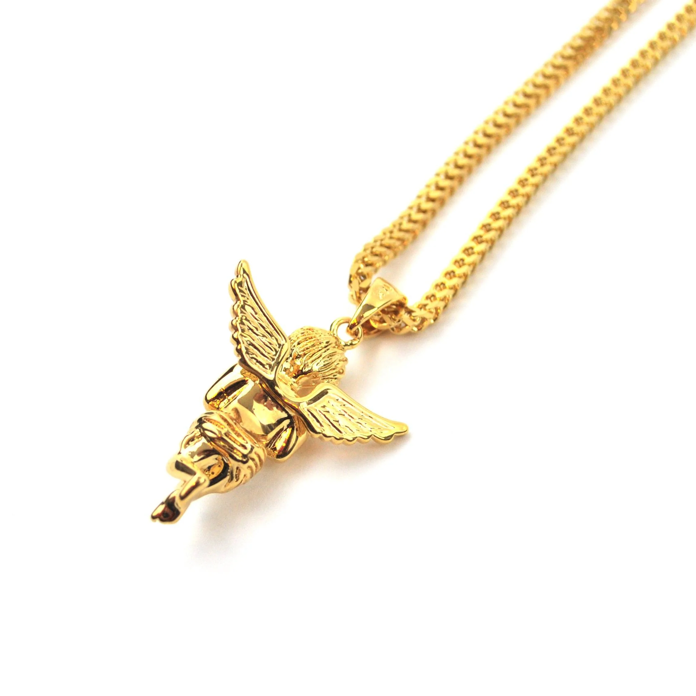 Micro Angel Pendant & Franco Gold Chain - Image 5