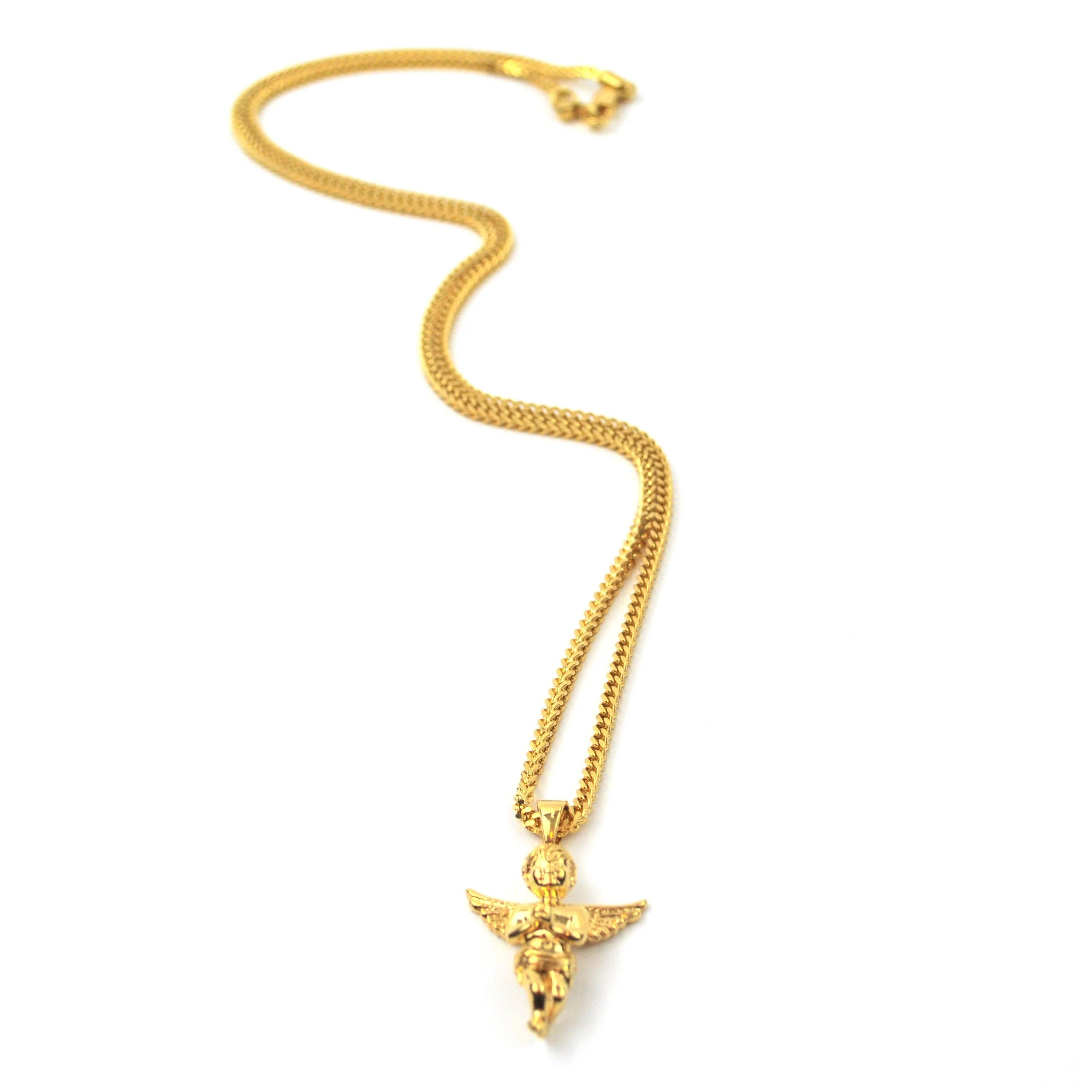 Micro Angel Pendant & Franco Gold Chain - Image 7