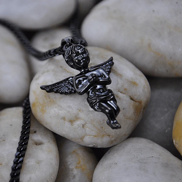 Micro Angel Pendant & Franco Gold Chain - Image 8