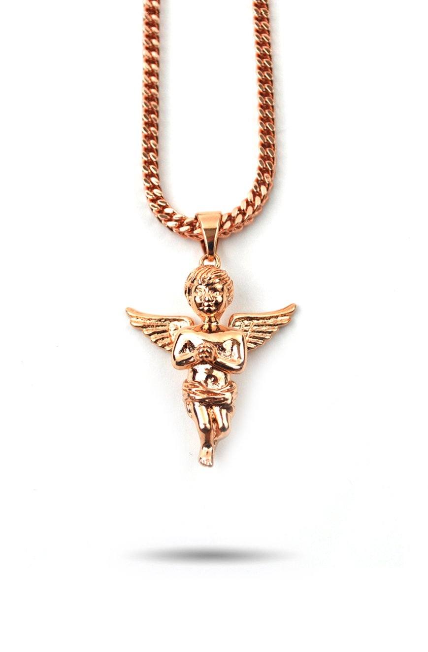 Micro Angel Pendant & Franco Gold Chain - Image 9
