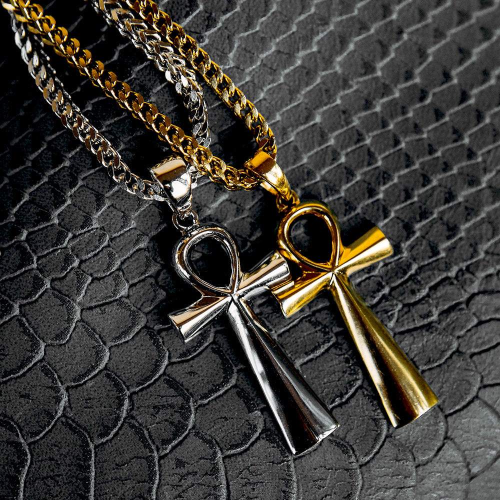 Micro Ankh Cross Necklace Pendant & Franco Chain - Image 5