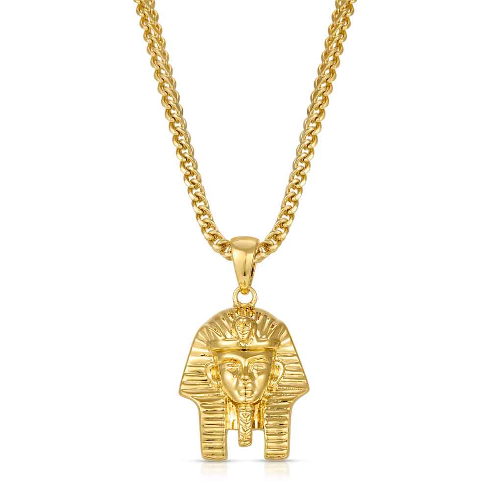 Micro Pharaoh Head Necklace Pendant & Franco Chain - Image 3