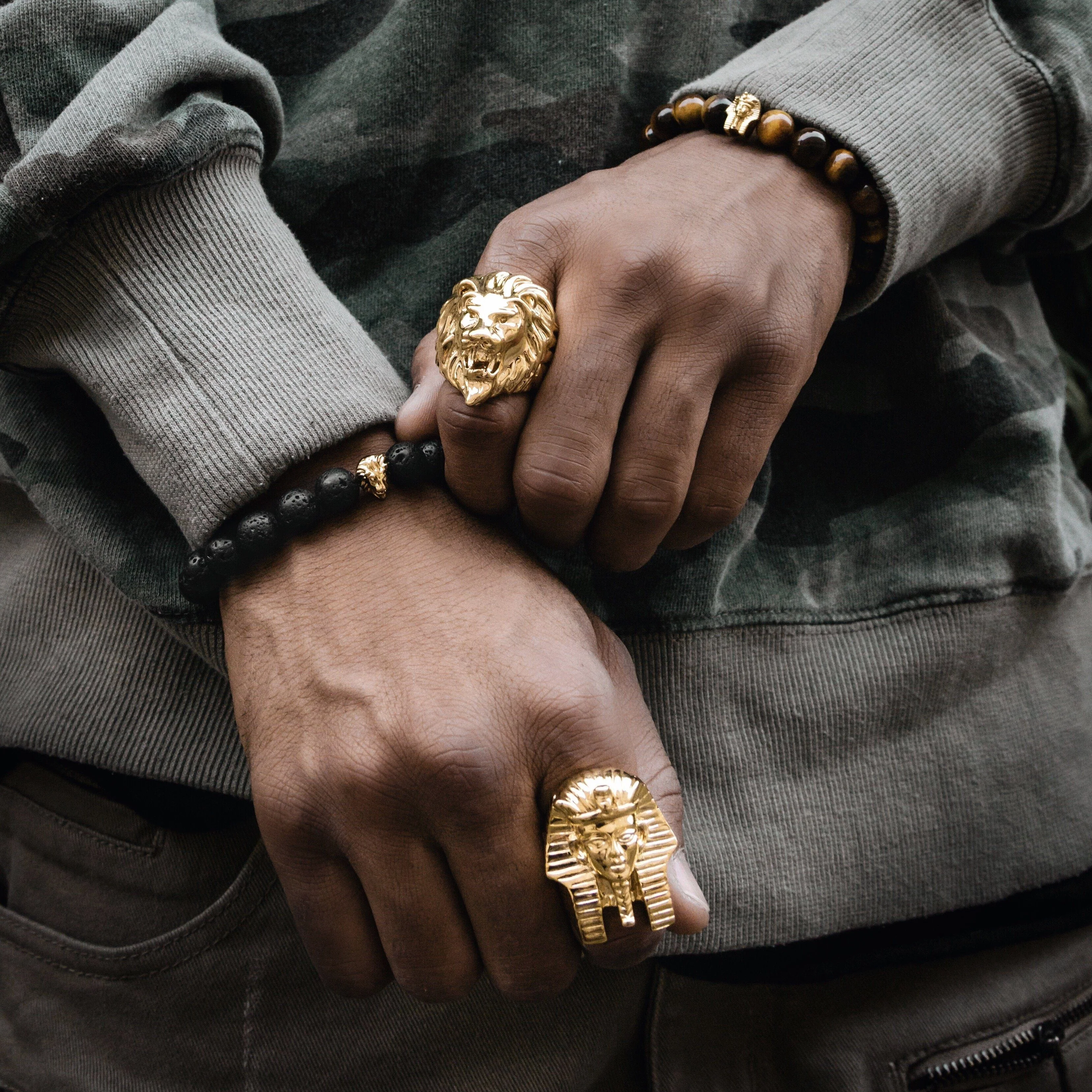 Pharaoh Head Gold Ring - Image 5