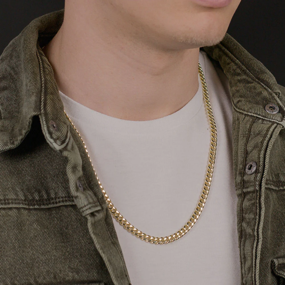 Solid Gold Cuban Link Chain Hollow - Image 5