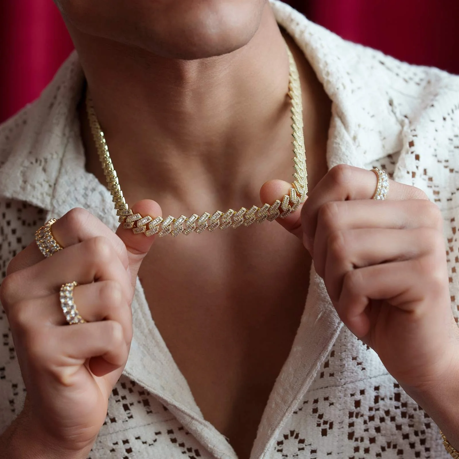 14k Gold Vermeil Diamond Monaco Cuban Chain - Image 4