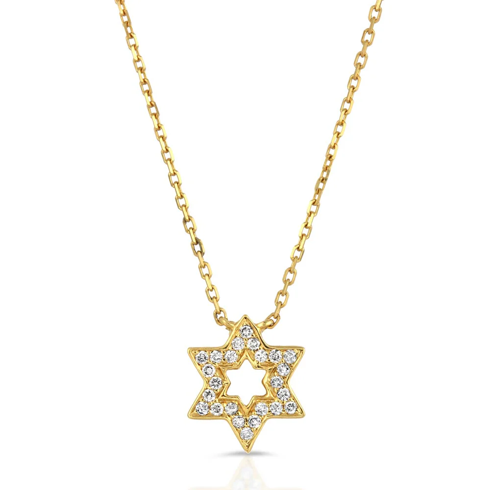Women's 14k Solid Gold Diamond Star of David Necklace Pendant - Image 4