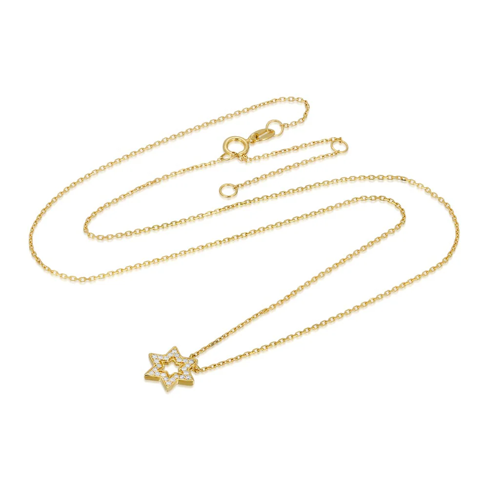 Women's 14k Solid Gold Diamond Star of David Necklace Pendant - Image 5