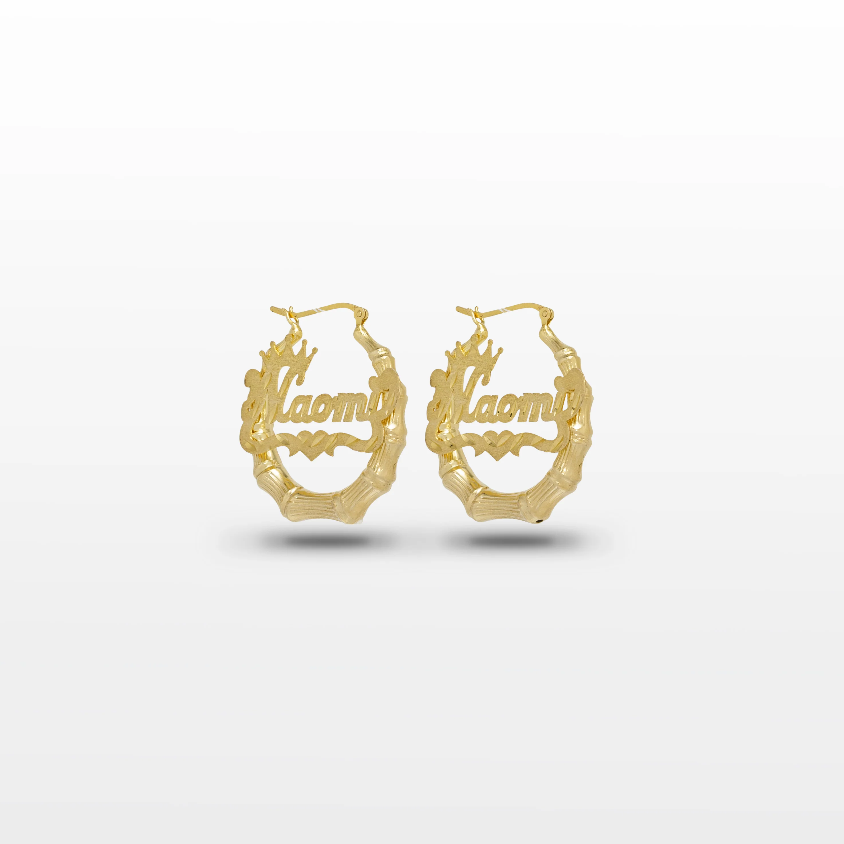 Women's Vermeil Custom Personalized Bamboo Name Earrings - Image 3