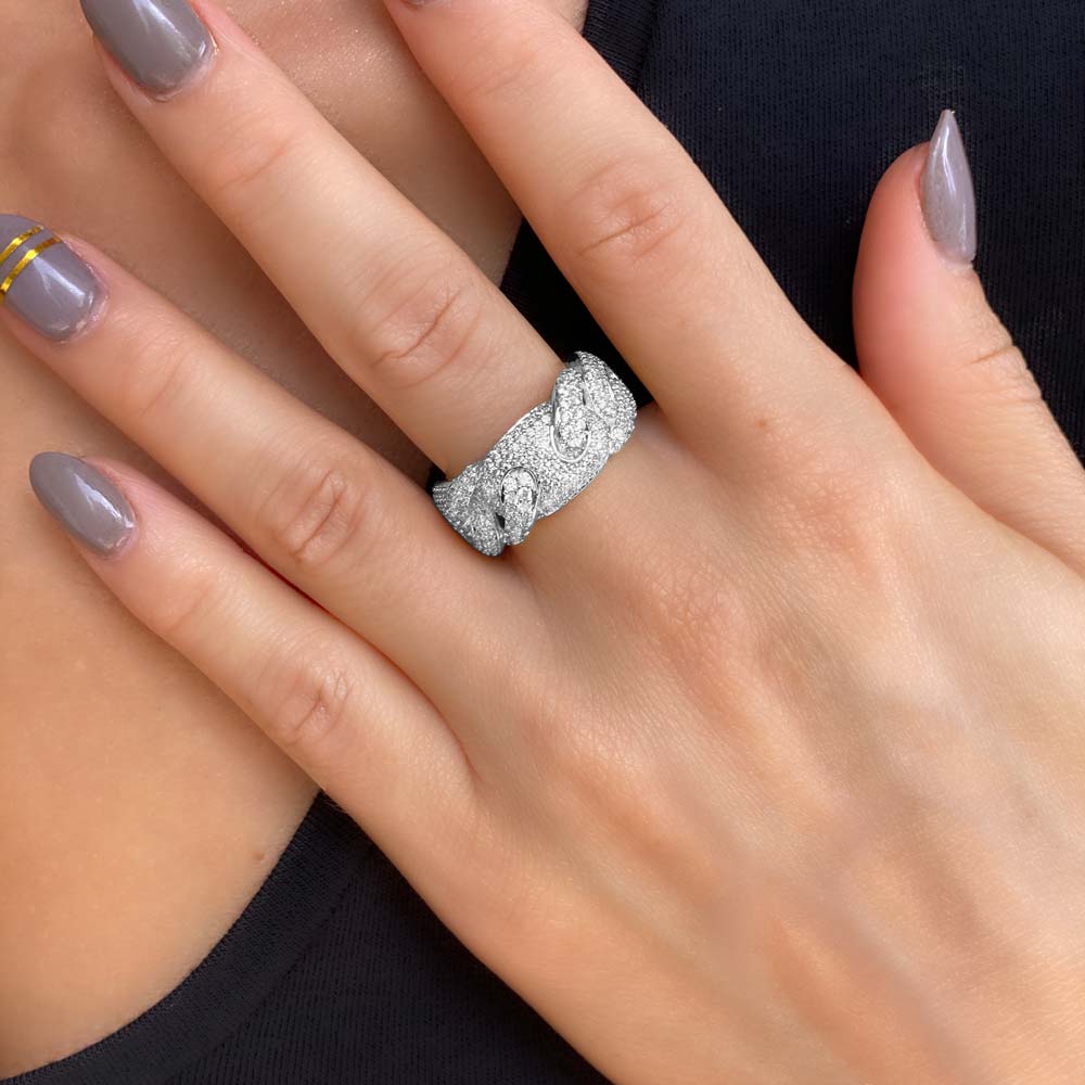 Women's Diamond Puff Cuban Ring - Image 3