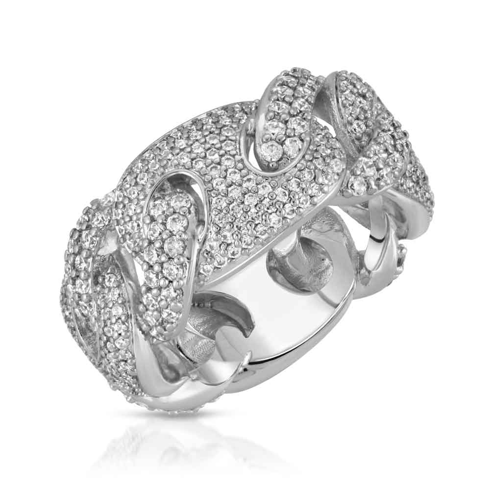 Women's Diamond Puff Cuban Ring - Image 4