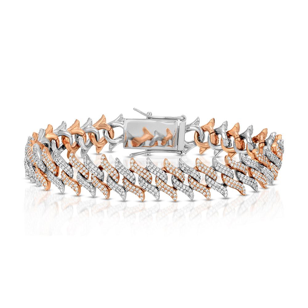 Women's Diamond Spiked Laurel Cuban Bracelet - Image 3