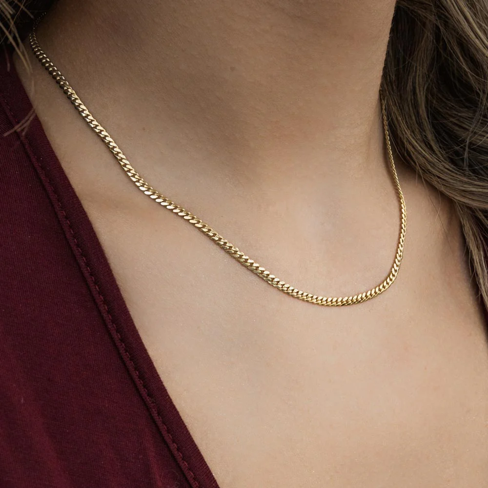 Women's Solid Gold Cuban Link Chain - Image 3