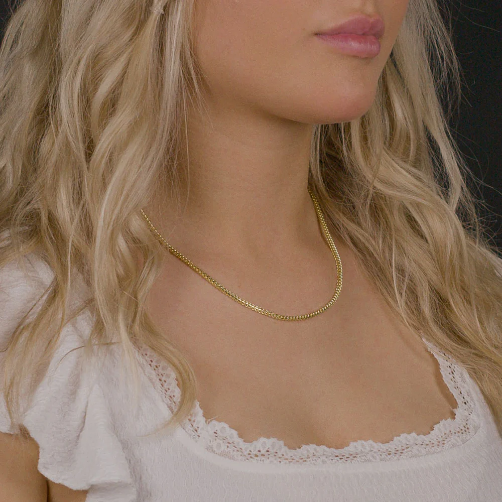 Women's Solid Gold Curved Franco Chain - Image 8
