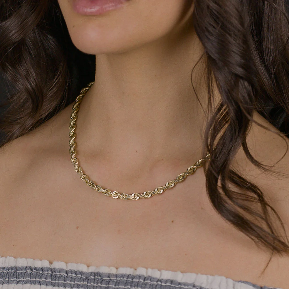 Women's Solid Gold Rope Chain - Image 8